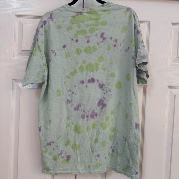 Rolling Stones Mick Jagger Mouth Tongue Green Tie Dye T Shirt Size L - Picture 2 of 6